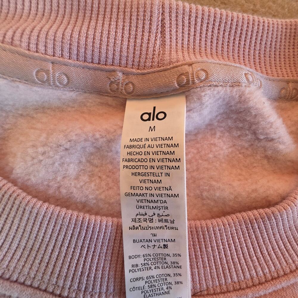 Alo Yoga Extreme Cropped Pullover Sweatshirt Top Pink Sz Medium - Picture 4 of 6